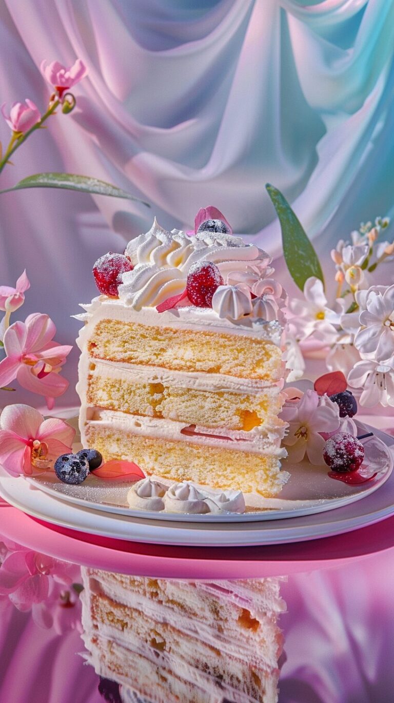 Elegant Layered Cake with Flowers and Berries