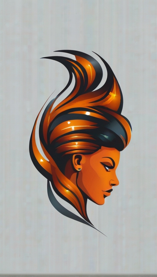 A logo design of an African American woman with orange and black hair