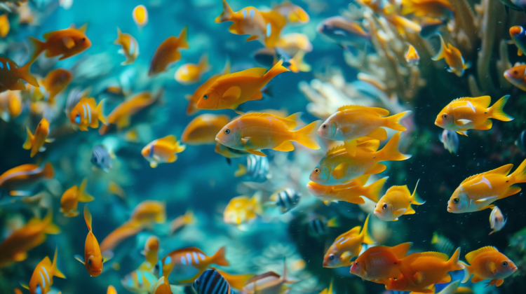 Vibrant Aquarium Scene with Blurred Background