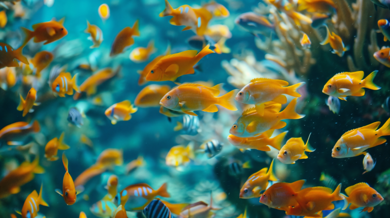 Vibrant Aquarium Scene with Blurred Background