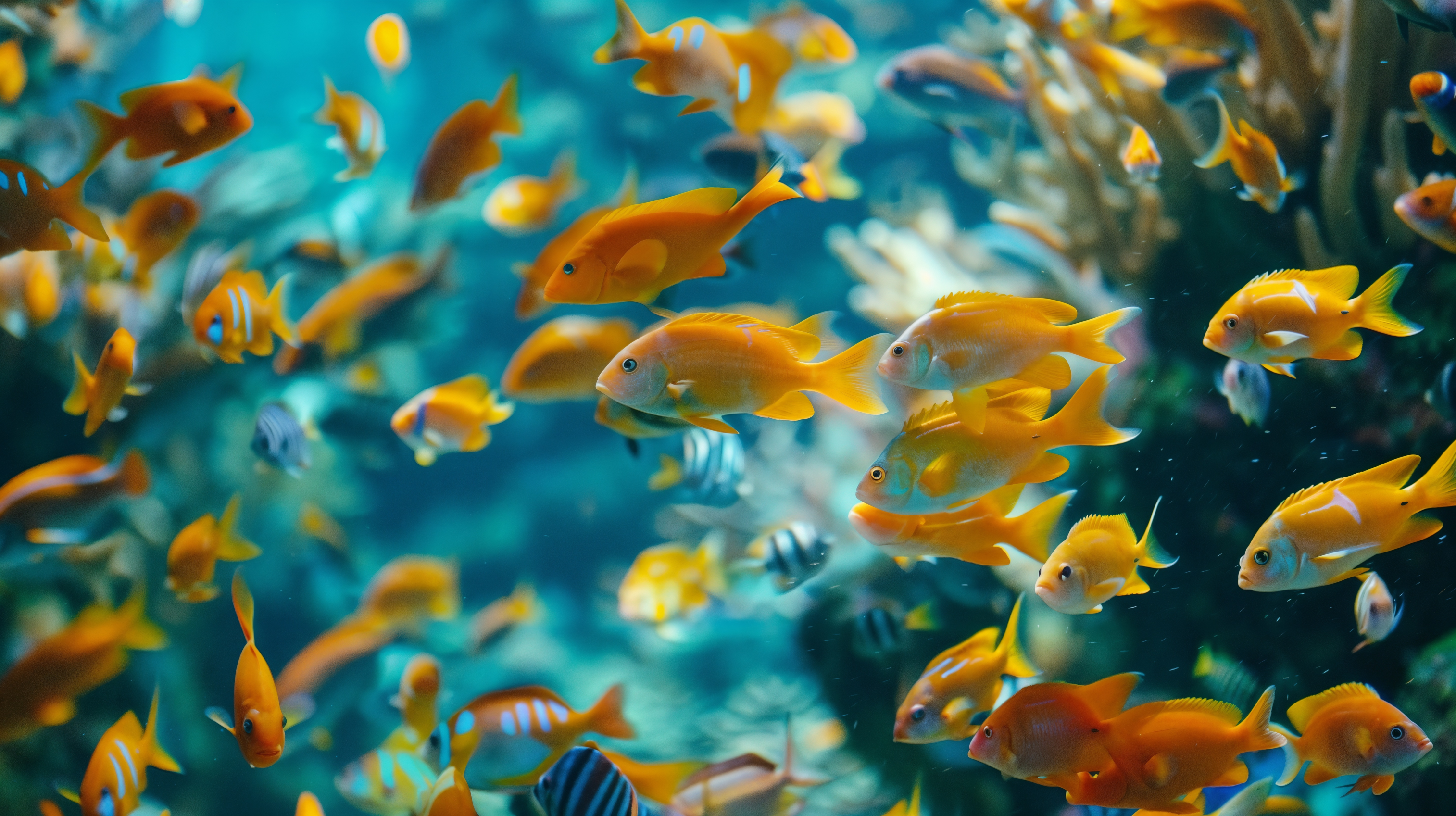 Vibrant Aquarium Scene with Blurred Background
