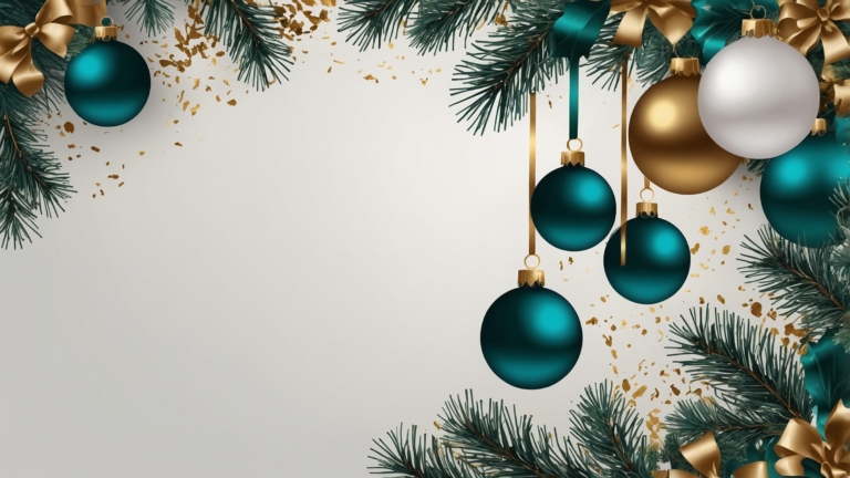 Teal and Gold Christmas Card Design with White Space for Text