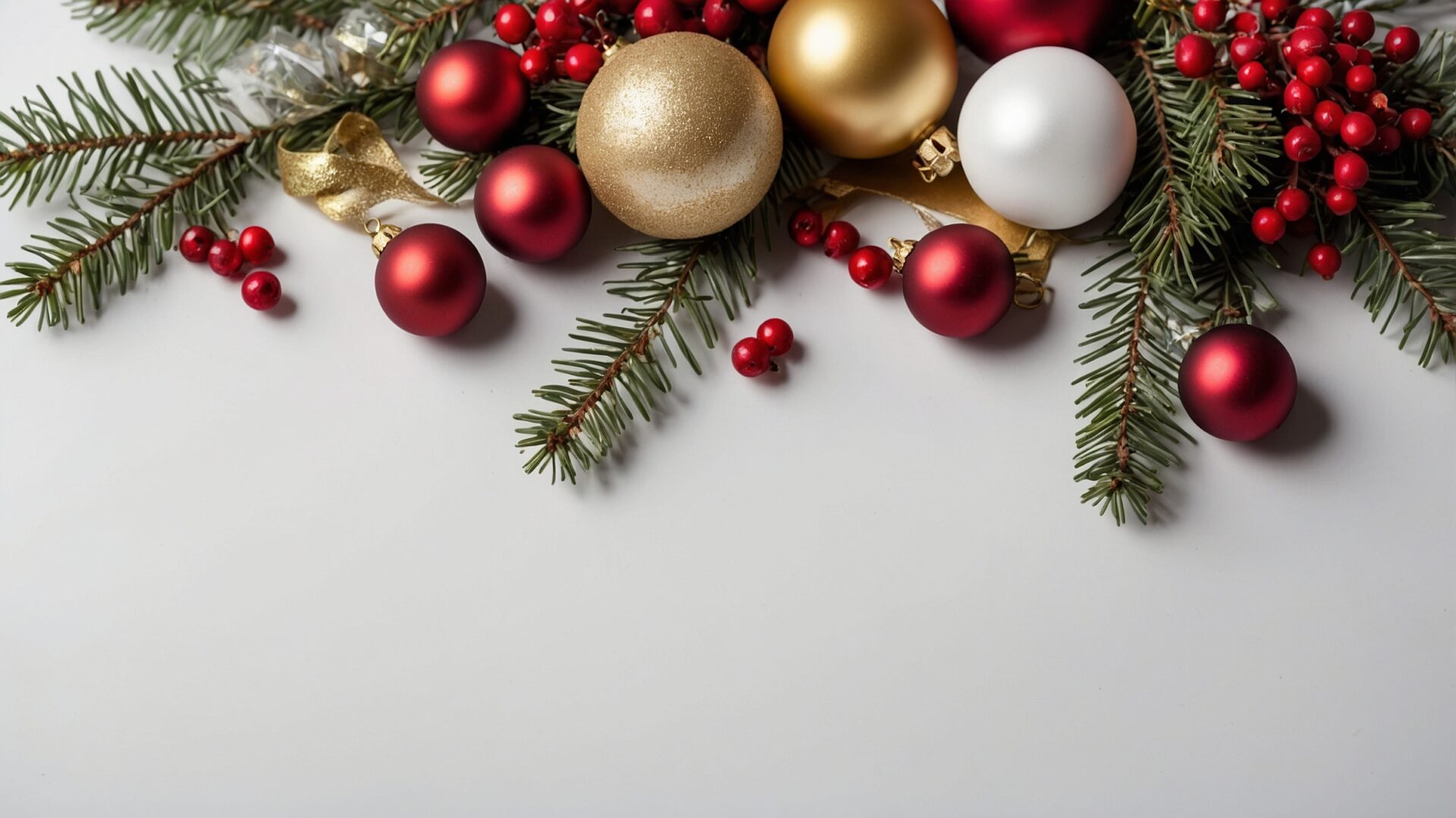 Christmas Banner with Red, Gold, and White Decorations