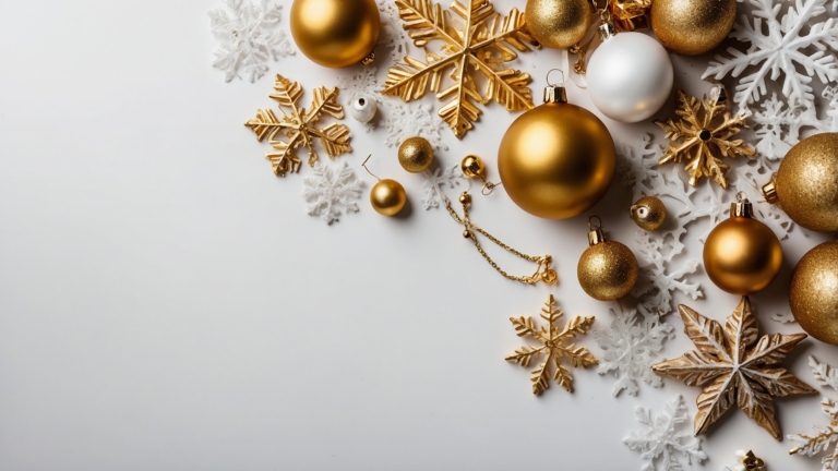 Christmas Decor with Gold and White Accents