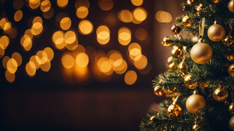 Elegant Holiday Scene with Golden Decorations