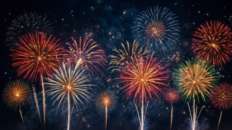 Vibrant Fireworks Display Illuminating the Night Sky