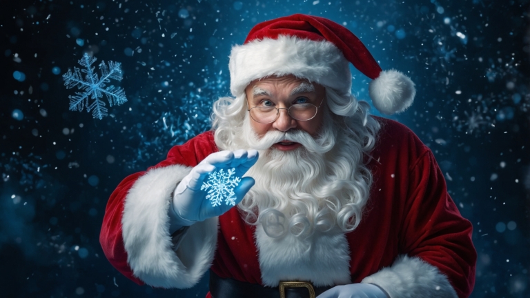 Magical Christmas Moment: Santa and Snowflakes