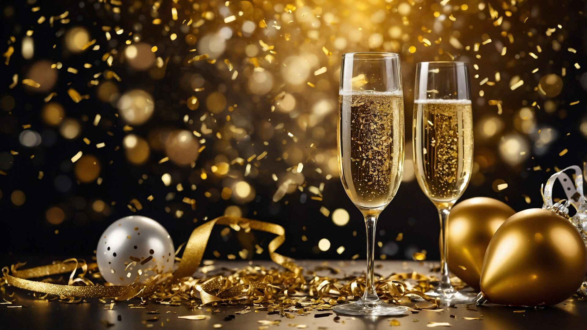 Celebrate New Year with Champagne and Confetti