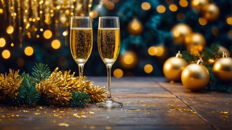 Toasting to New Year: Champagne and Festive Decor