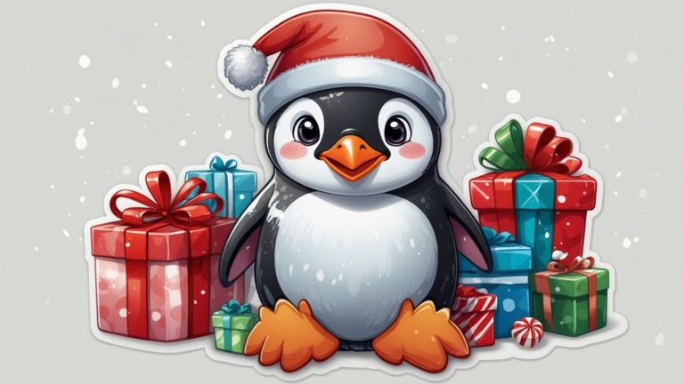 Adorable Christmas Penguin Sticker
