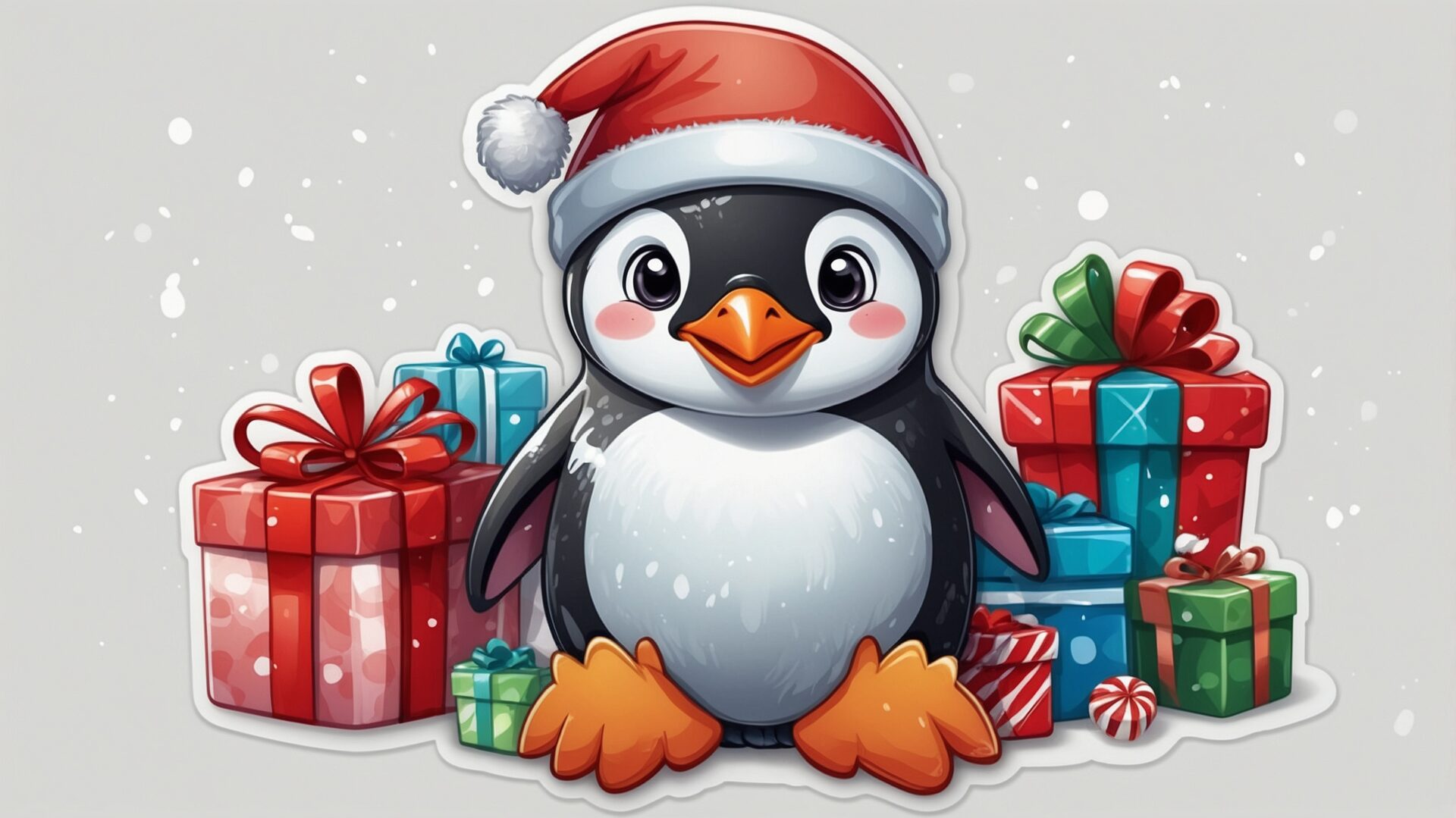 Adorable Christmas Penguin Sticker