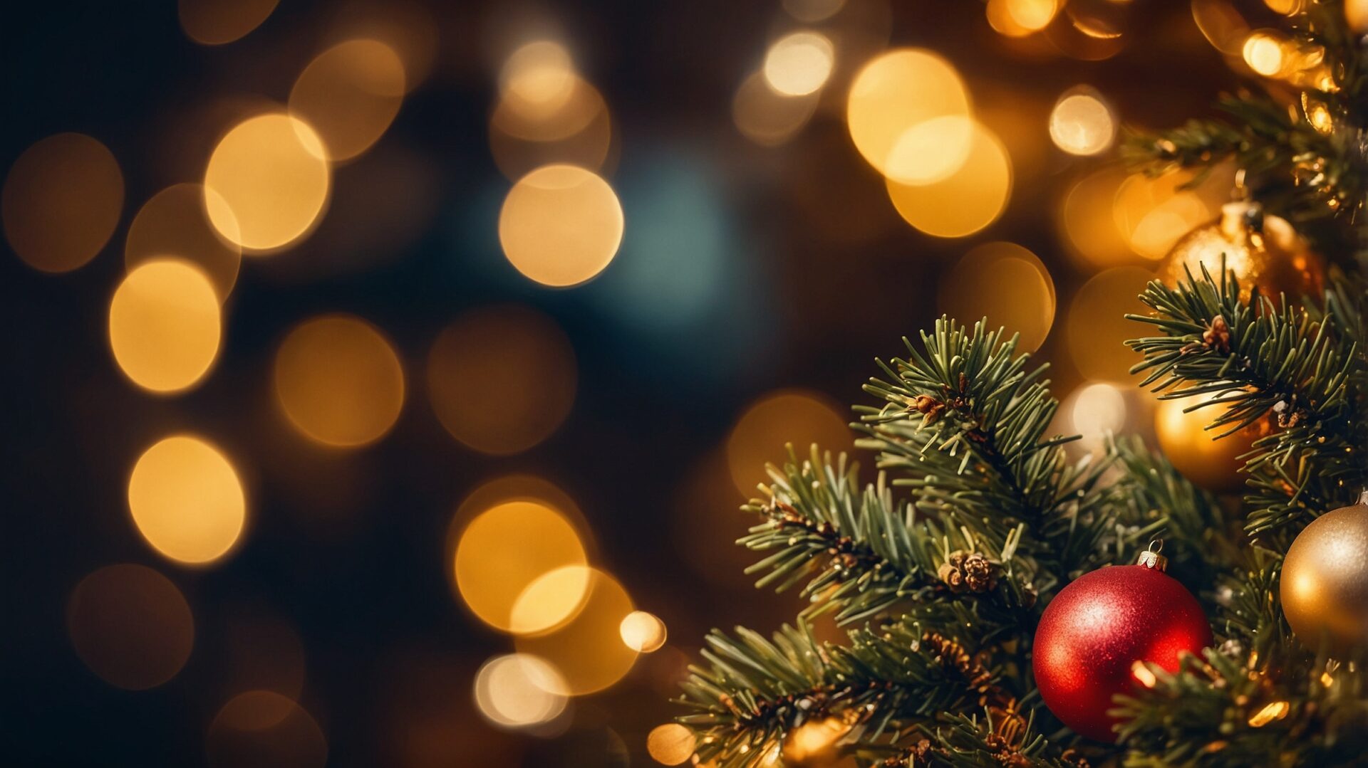 Elegant Christmas Tree with Bokeh Background