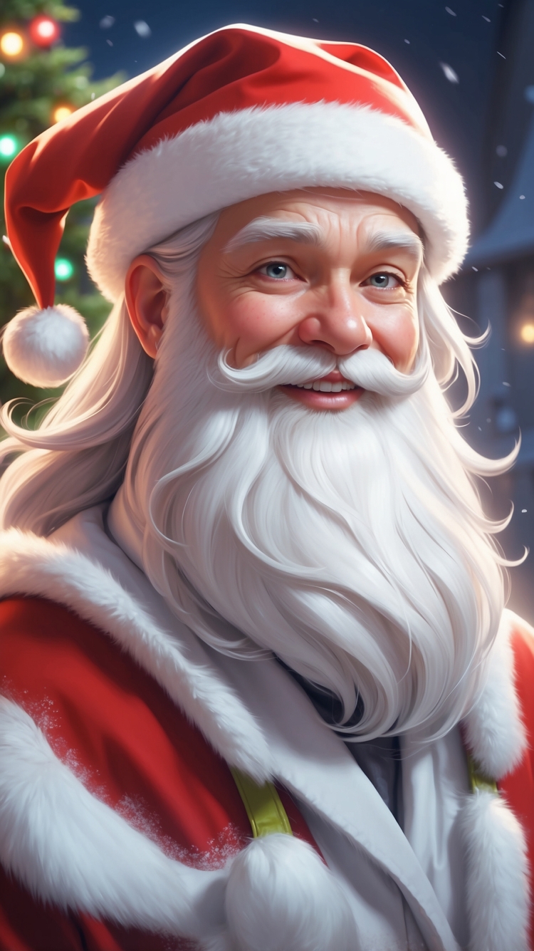 Close-Up Portrait of a Smiling Santa Claus