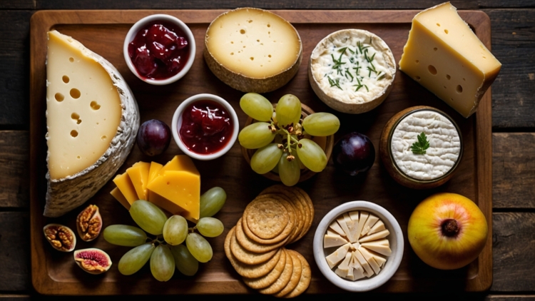 Top View Cheese Board with a Rustic Charm