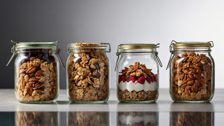 A Healthy Breakfast Display: Granola Jars with Variety