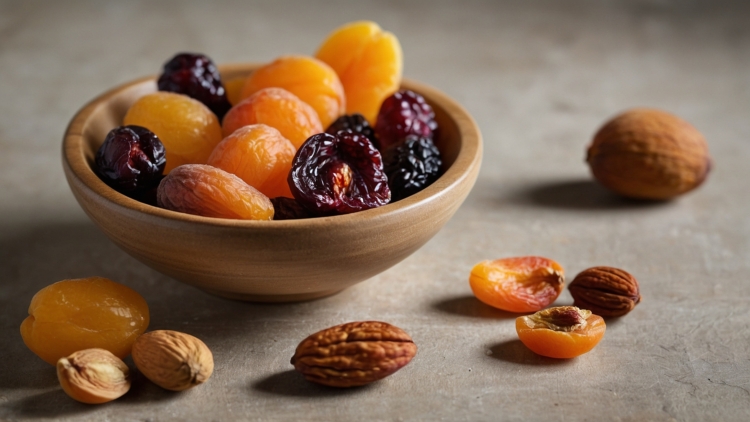 Professional Food Photography of Dried Apricots and Nuts