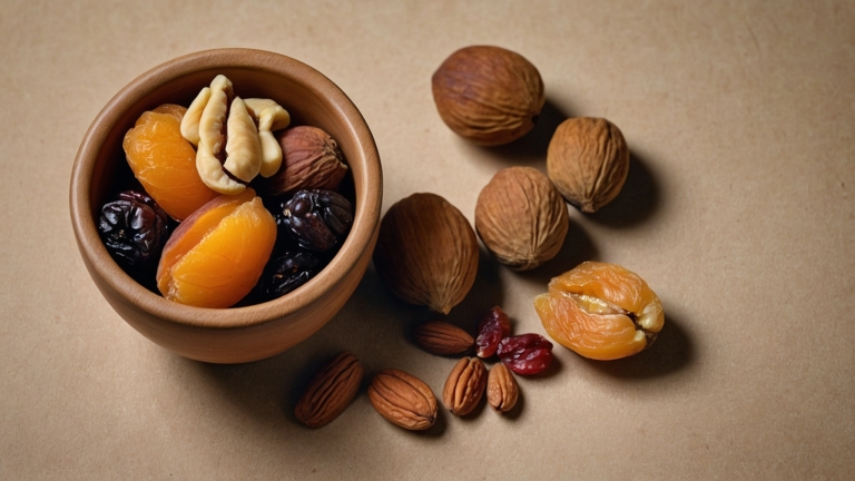 Flat Lay of Healthy Snack with Dried Fruits and Nuts