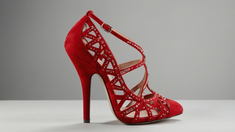 Luxury High Heels with Rhinestones and Cut-Out Design