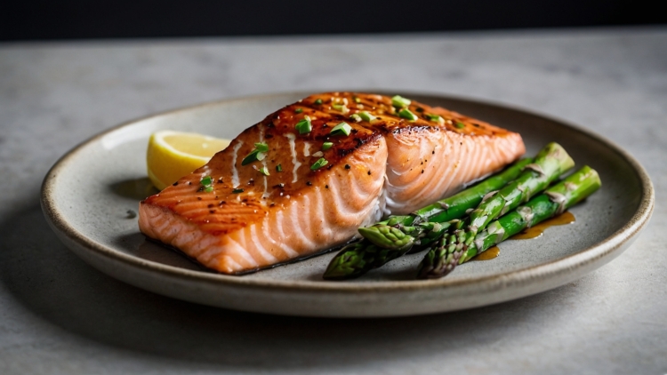 Grilled Salmon Fillet with Steamed Asparagus