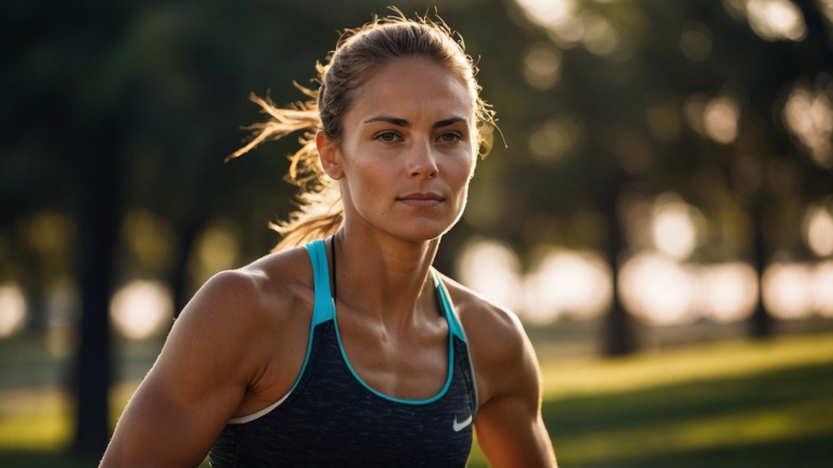 Morning Run: Close-Up of Athletic Woman in Sportswear