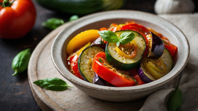 Elegant Bowl of Ratatouille in Natural Light
