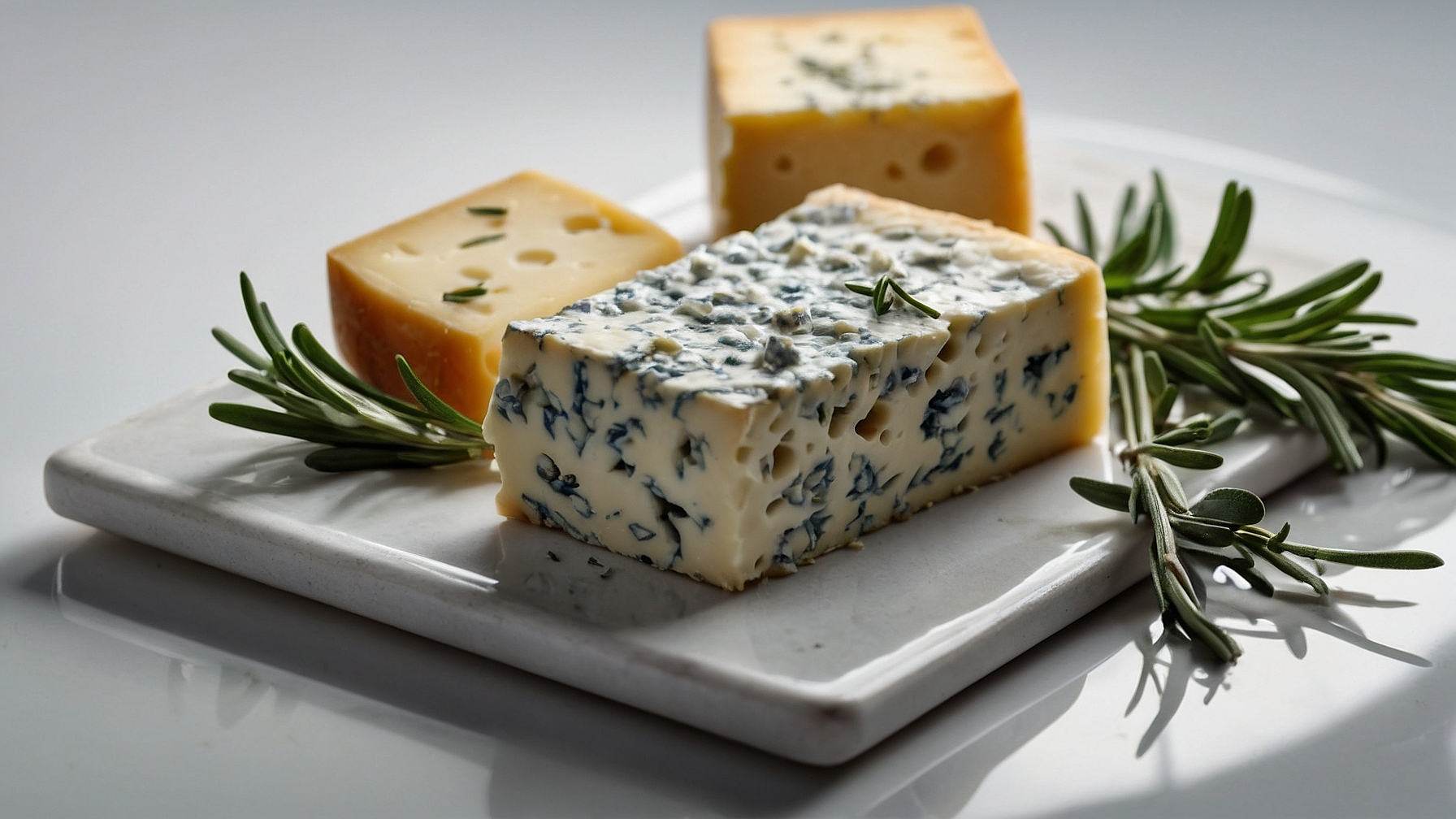 Elegant Presentation of Blue Cheese on White Plate