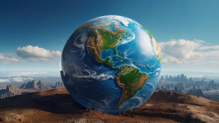 Realistic 3D Render of Earth with Vegetation and Clouds