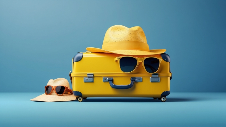 Travel Essentials: Yellow Suitcase and Vacation Accessories
