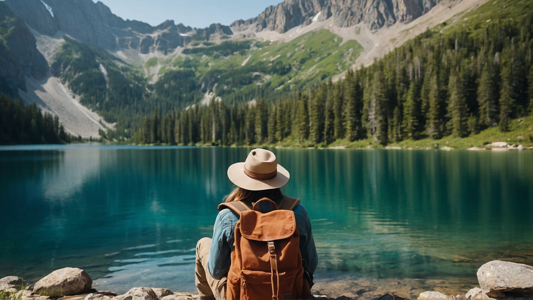 Breathtaking View of Woman by the Lake