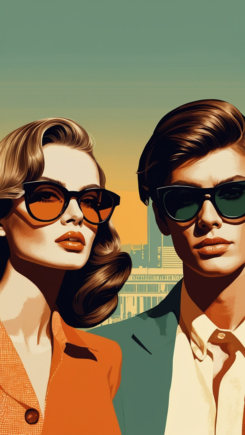 Timeless Fashion: Retro Illustration of Models in Sunglasses