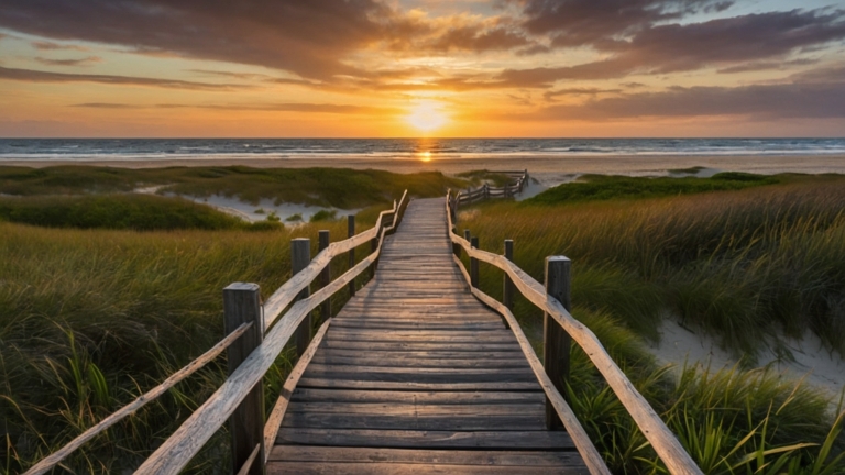 Sailboat at Sunset on the Calm Ocean with Horizon View