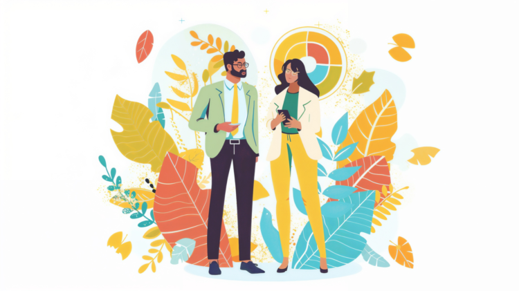 Cheerful Business Conversation: Flat Vector Design