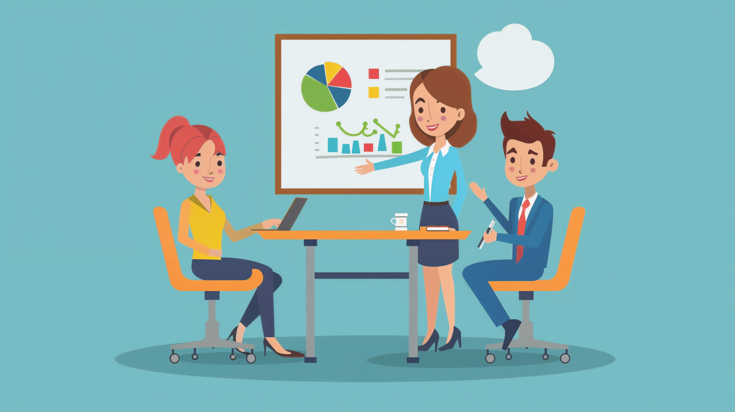 Flat Vector: Businesswoman Leading Training Session