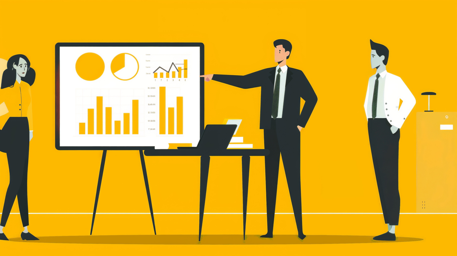 Professional Office Presentation with Data Chart Background