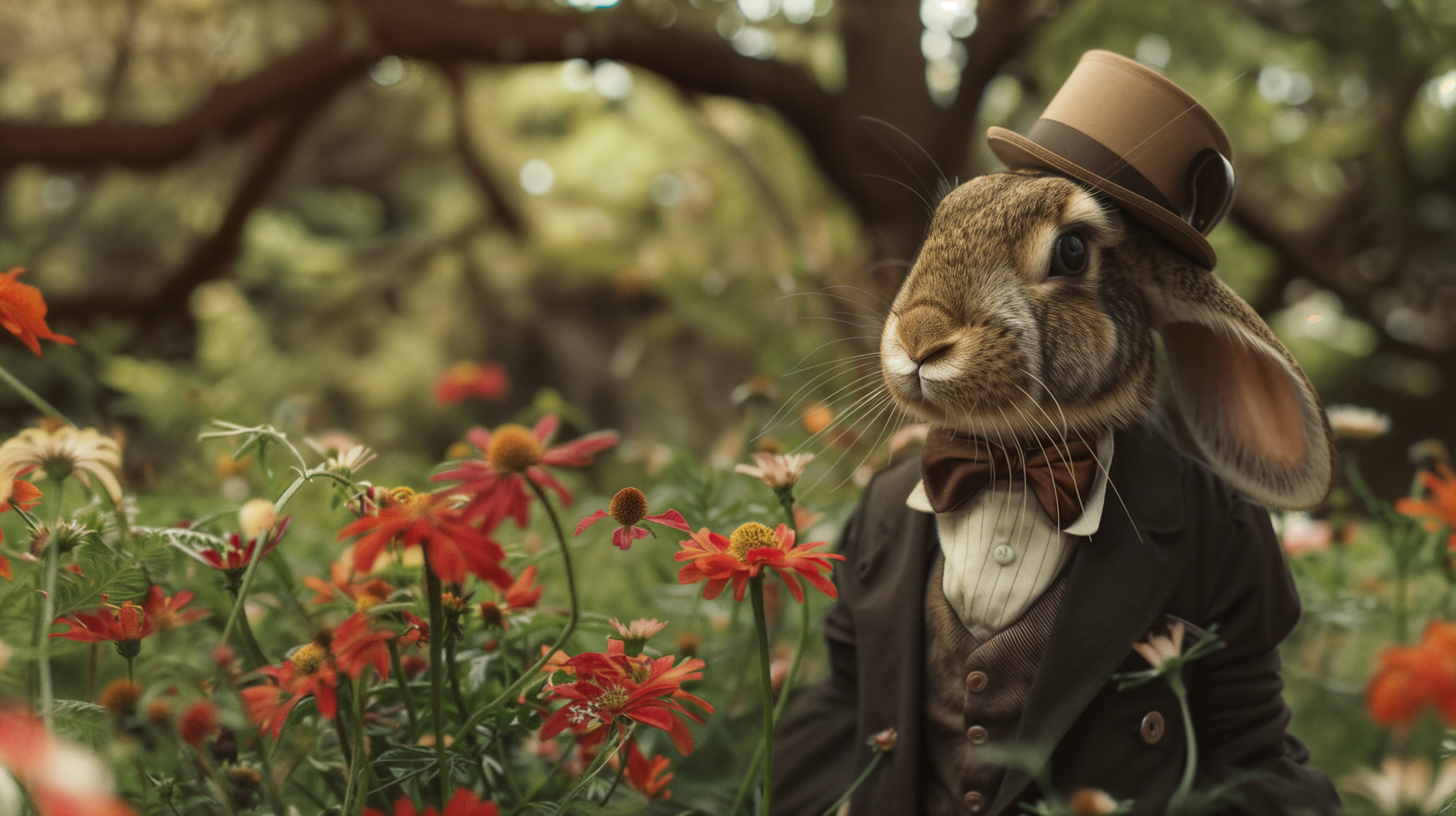 Elegant Rabbit in a Dreamy Garden