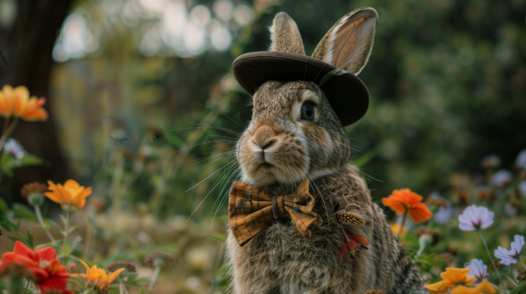 A Cute Bunny in a Floral Wonderland