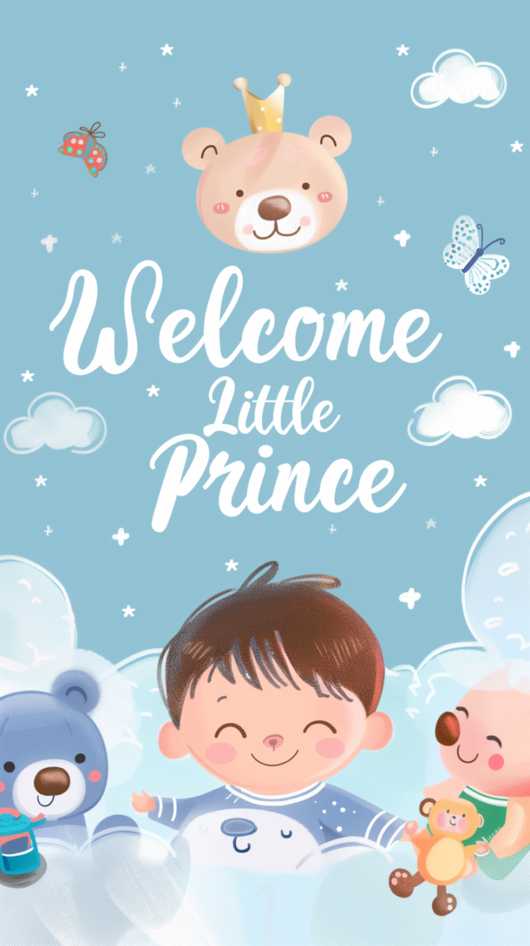free AI welcome little prince baby boy wallpaper