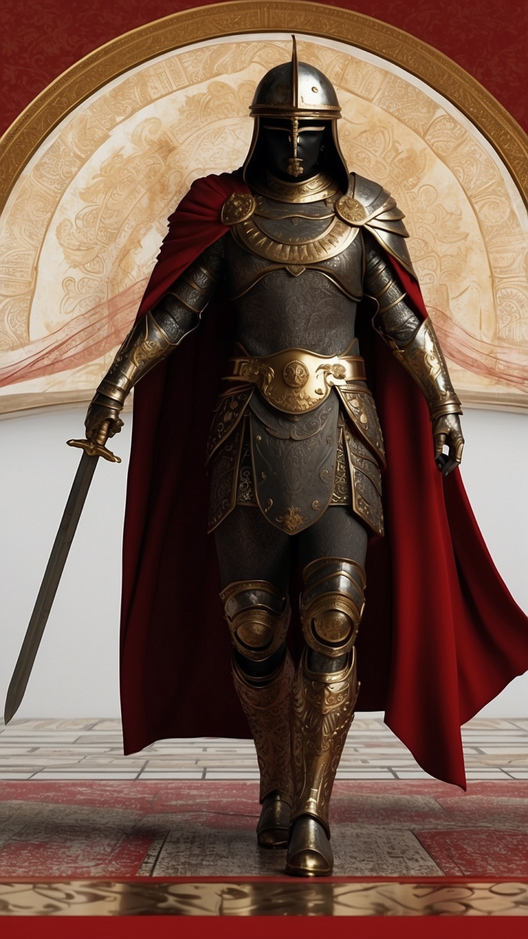 Fully Armored Knight Holding a Sword