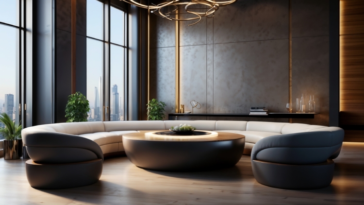 Luxury Interior with Elegant Curved Sofa
