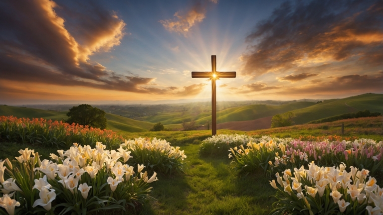 Faith and Nature: A Cross at Sunrise