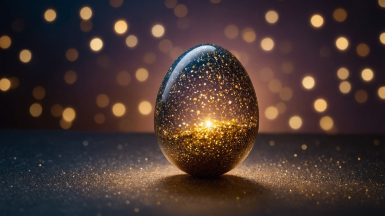 Elegant Golden Easter Egg with Sparkling Glow