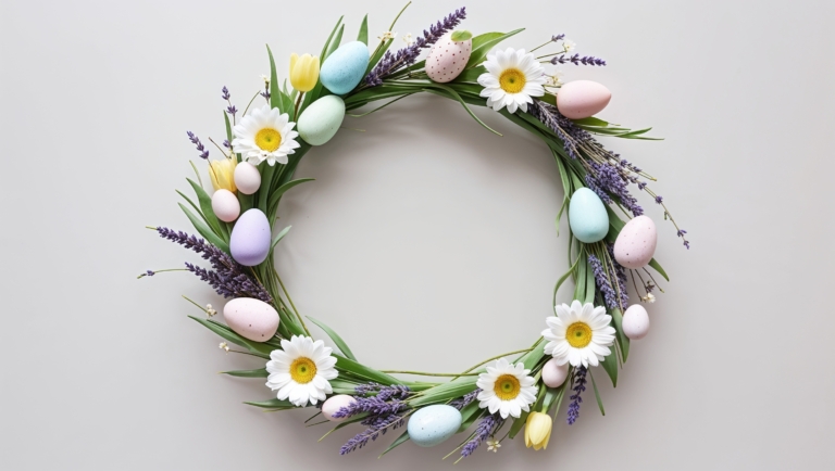 Elegant Easter Wreath with Pastel Eggs