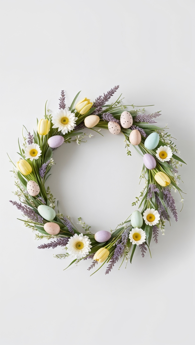 Aesthetic Easter Wreath with Pastel Colors