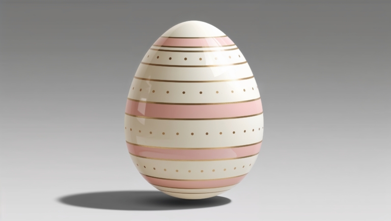 Decorative Easter Egg on Gray Background