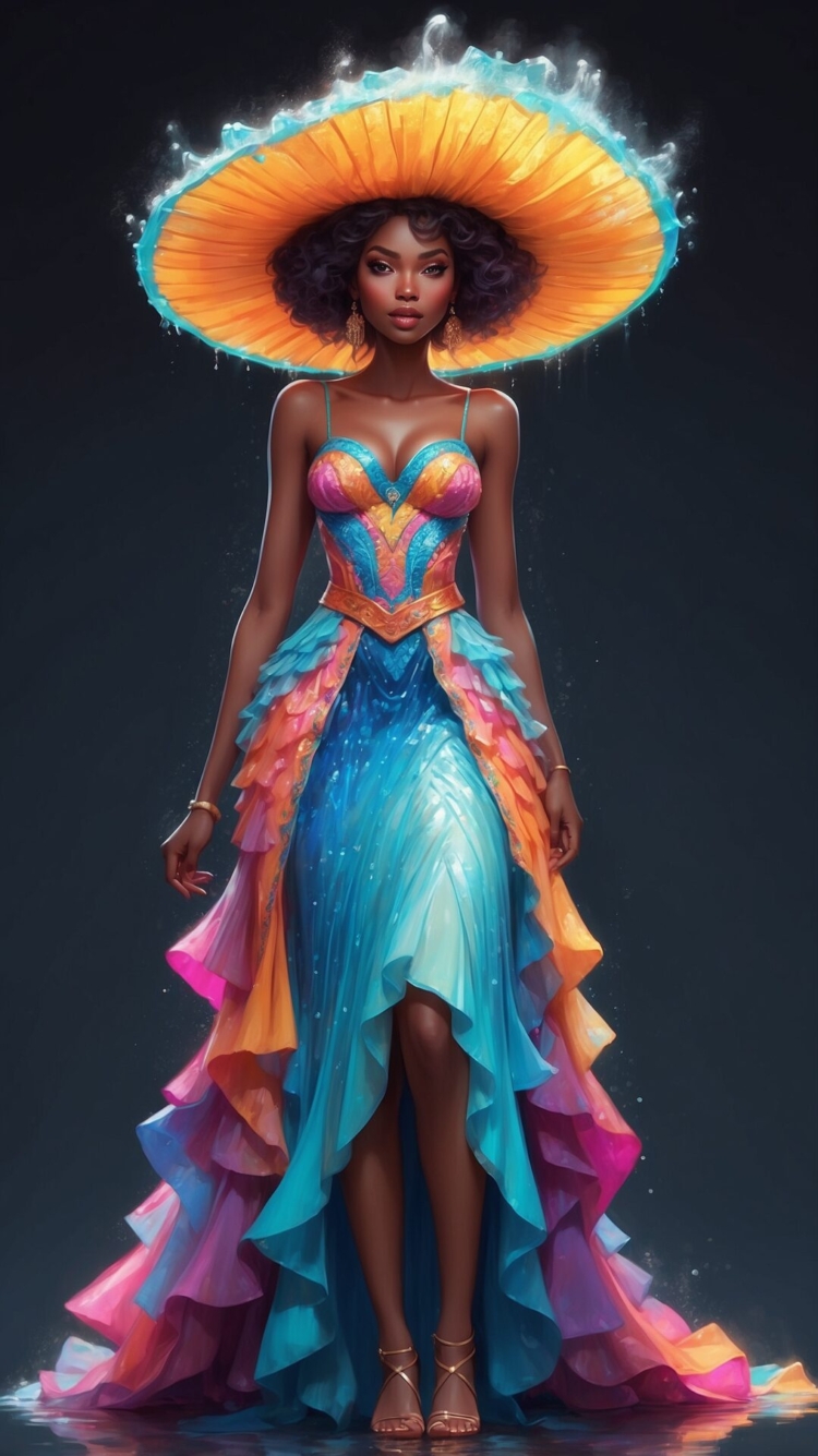Elegant African Woman in a Colorful Dress