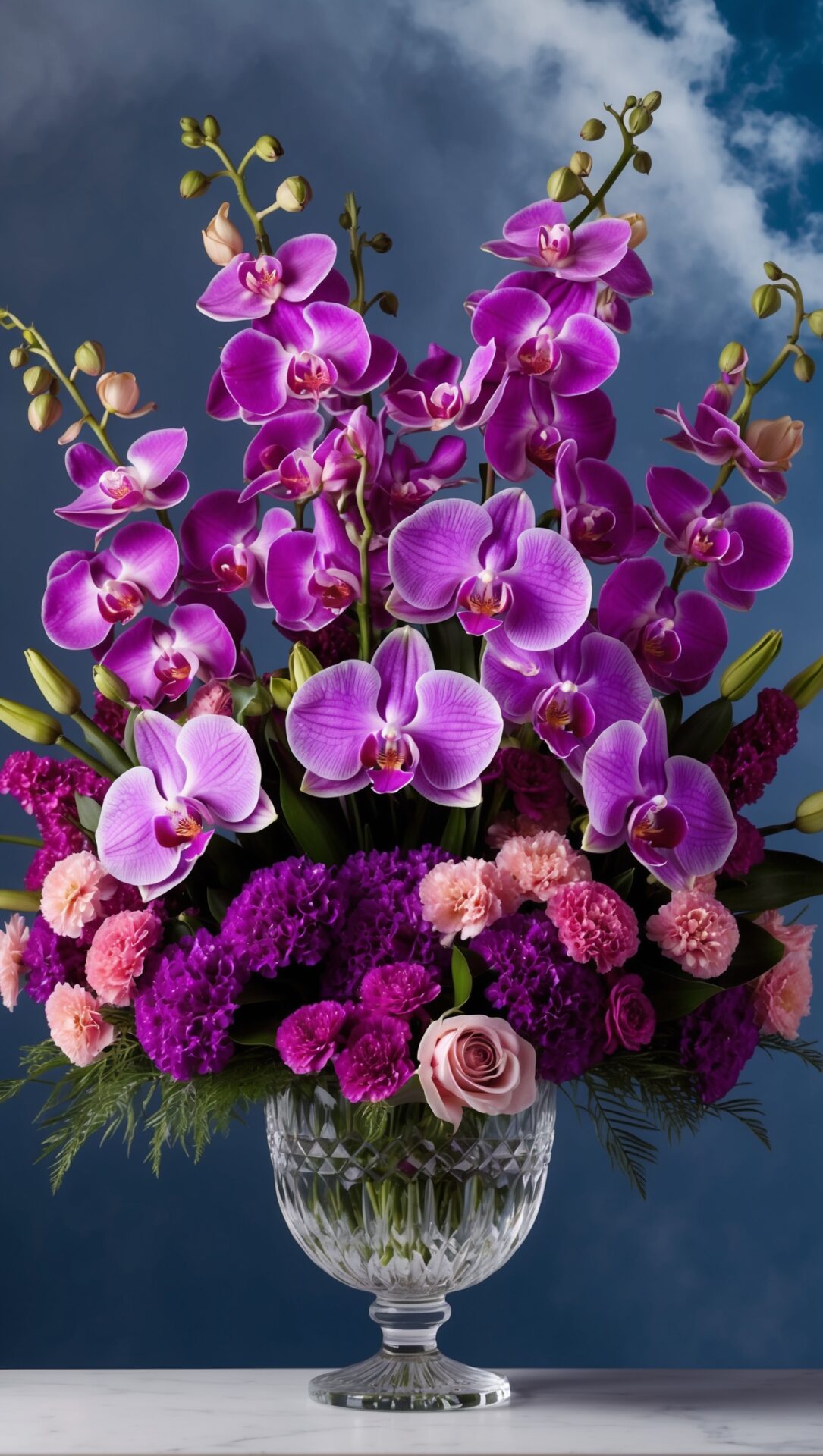 Elegant Floral Arrangement in a Crystal Vase