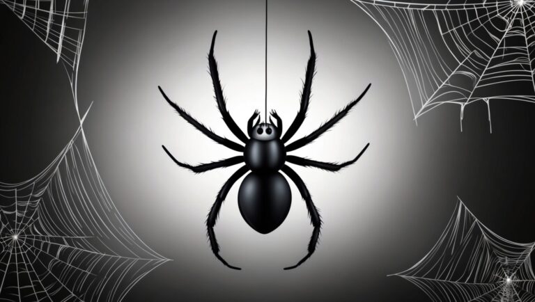 Black Spider in a Web on a Grey Background
