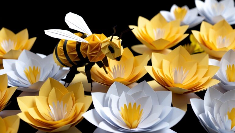 Handmade Bee and Lotus Flower Art