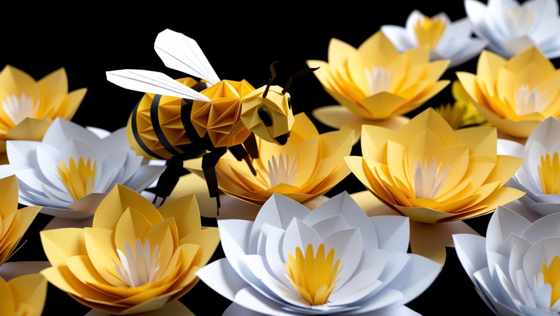 Handmade Bee and Lotus Flower Art