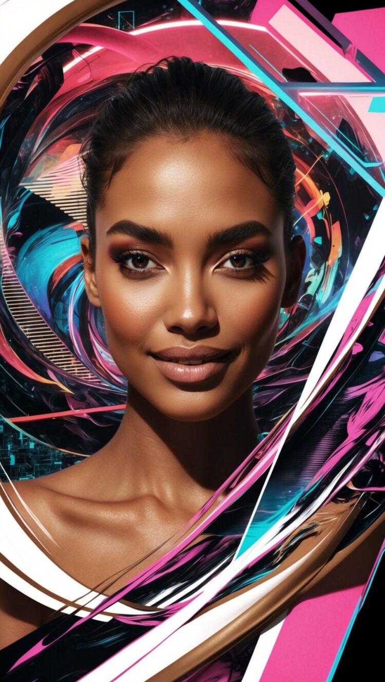 Vibrant Beauty Campaign with Abstract Shapes